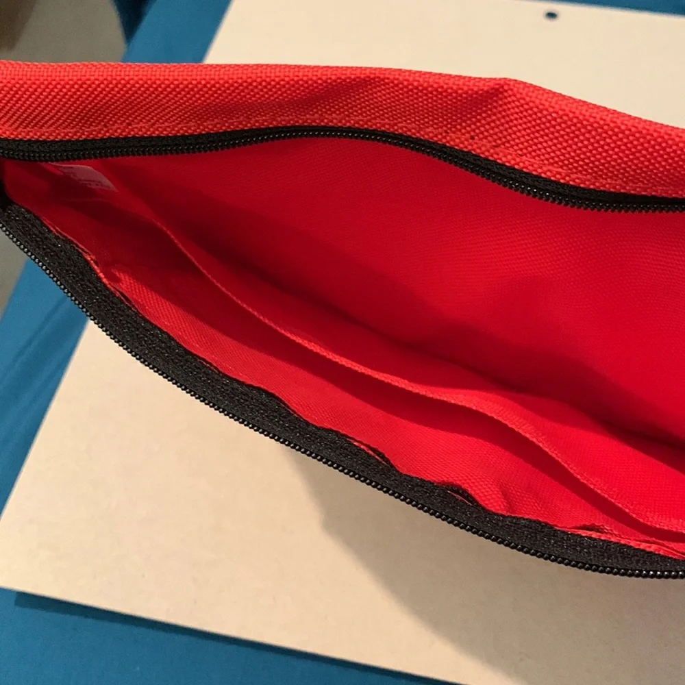Red Pencil pouch, 3 ring binder pouch 2 zipper pockets